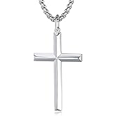 FANCIME Cross Necklace for Men Sterling Silver Cross Necklaces High Polished Gift For Men, Stainless Steel Box Chain Length 24 Inch