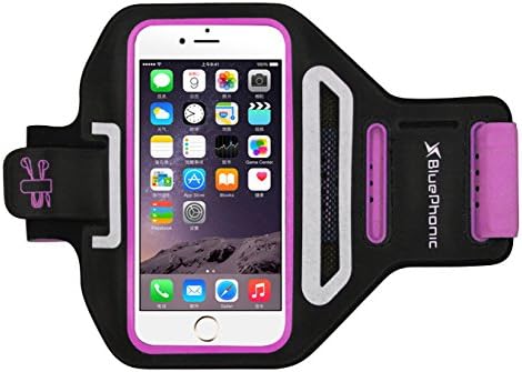 Bluephonic Sports Armband for Iphone -Extra Soft & Durable Workout Phone Holder for Work Out, Running, Hiking, Jogging Biking Training - Strong Velcro - Case for Cards, Keys