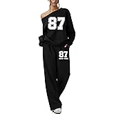MNLYBABY Los Angeles New York 2 Piece Set Women Outfit Off Shoulder Sweatshirt With Matching Leg Pant Casual