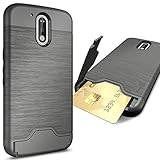 Moto G4 Case, Moto G4 Plus Case, Moto G 4th Gen case, CoverON [SecureCard Series] Protective Hard Hybrid Cover Credit Card Slot Stand Case for Motorola Moto G4 Plus, G4, G 4th Gen - Gunmetal Grey