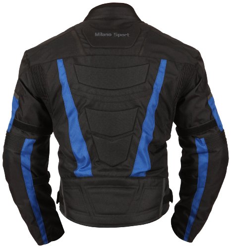 Milano Sport Gamma Motorcycle Jacket with Blue Accent (Black, X-Large)