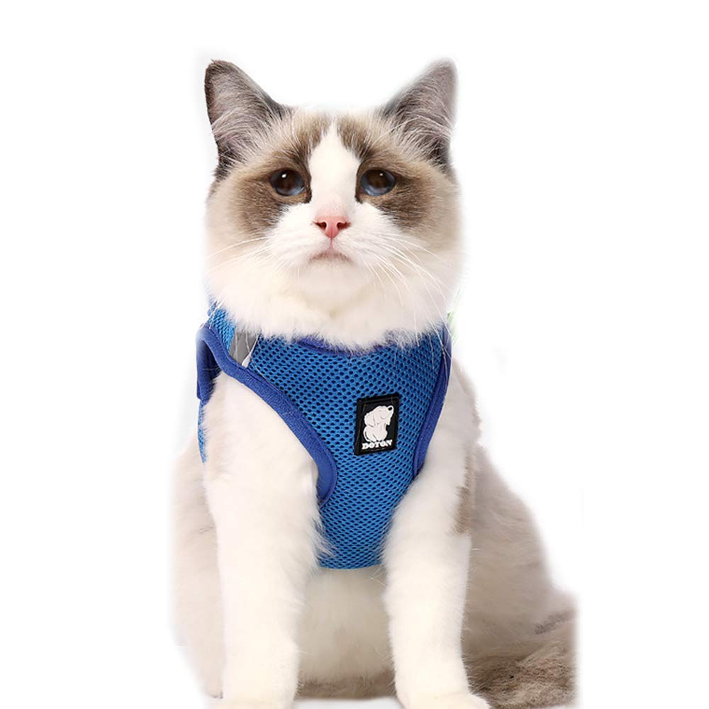 Cat Harness and Leads,Ultra-Light Pet Harness Breathable Soft Mesh Walking Vest Harness for Cats (S, Blue)