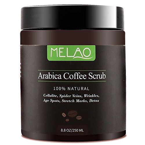 Arabica Coffee Scrub- Exfoliating Coffee Body Scrub, All Natural Ingredients, Coconut and Shea Butter - Best Acne, Anti Cellulite and Stretch Mark treatment