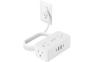 BEVA Power Strip with Surge Protection, 5 Ft Flat Plug Extension Cord with 4 Widely Outlets and 4 USB Ports(2 USB-C), Multiple Plugs in One Outlet (Wall Extender with Cord)