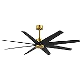 Matthews AN-BRBR-BK-64 Ariella Wet Rated 64" Outdoor Ceiling Fan without Light, Remote Included, Silent DC Motor, Brushed Bra