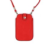 Leather Neck Pouch for Phone (Style 2) - Red