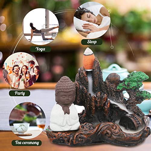 Jeteven Waterfall Backflow Incense Burner Sticks Holder - Ride The Crest of Wave, Ideal for Yoga Room Home Decoration & Handicraft Gift