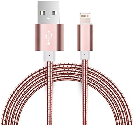 Enligten iPhone Cable, 2Pack 3.3FT Stainless Metal Braided Lightning to USB iPhone Charger Cord with Aluminum Connector for iPhone 7/7 Plus/6s/6s Plus/6/6Plus/5s/5c/5, iPad/iPod Models (Pink)