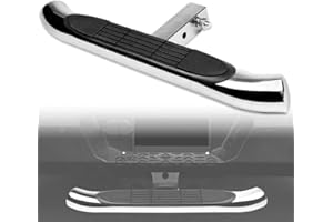 TLAPS 7422445151162 Universal Compatible with 2" x 2" Towing Receiver Chrome 3 Inch Tube Trailer Tow Mount Rear Hitch Step Bar Bumper Guard