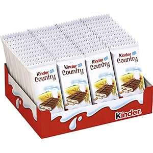 kinder Country – Gefüllte Schokolade mit gerösteten Cerealien und Milchcreme – 1 Packung mit 40 Einzelriegeln (40 x 23,5…