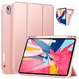 ZtotopCase for iPad Pro 11 Inch 2018 with Pencil Holder- Lightweight Soft TPU Back Cover and Trifold Stand with Auto Sleep/Wake,Support 2nd Gen iPad Pencil Charging,Rose Gold