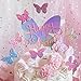 Butterfly Cake Toppers Kit (Set Of 11) Kids Girls Rainbow Birthday Party Supplies Baby Shower Cake Decorations