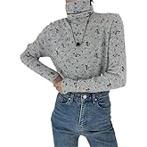 Chvity Fall Layering Top Women - Vintage Floral Turtleneck, Soft Stretch Long Sleeve Shirt & Winter Blouse