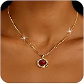 BXDA Gold Stone Pendant Necklaces for Women, Chunky Gemstone Dangle Necklace Wedding Prom Fashion Jewelry Gift