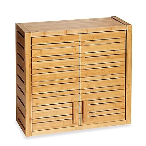 Bamboo Wall Cabinet Features 2 Adjustable Interior Shelves Warm