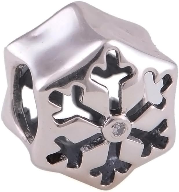 Everbling Christmas Snowflake 925 Sterling Silver Bead Fits European Charm Bracelet