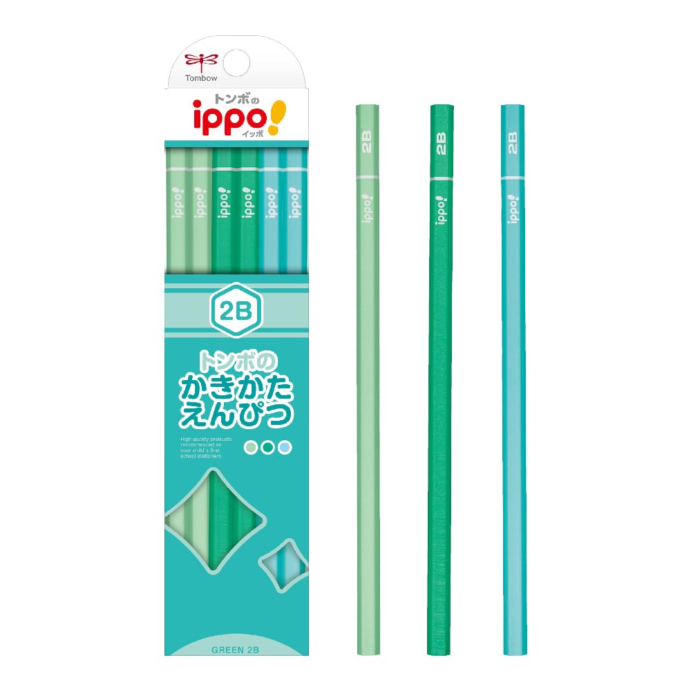 トンボ鉛筆 鉛筆 ippo! かきかたえんぴつ 2B プレーン Green KB-KPN04-2B の商品画像