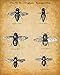 Bee Keeper Patent Prints - Set of Four Bee Art Photos (8x10) Unframed Beekeeper Prints - Makes a Great Bee Keeper Gift for Men, Women and Urban Gardeners