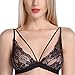 Wink Gal Women's Floral Lace Bralette Strappy Triangle Wirefree Bra Bustier White Small