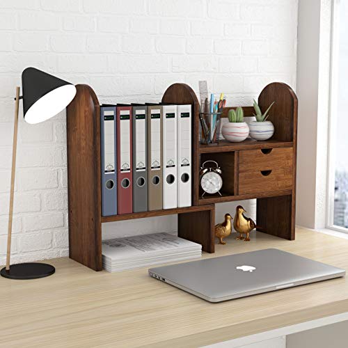 Tribesigns Bamboo Desktop Bookshelf Counter Top Bookcase Adjustable