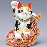 Kutani Japanese Maneki Neko Right Hand Lucky Cat Ceramic