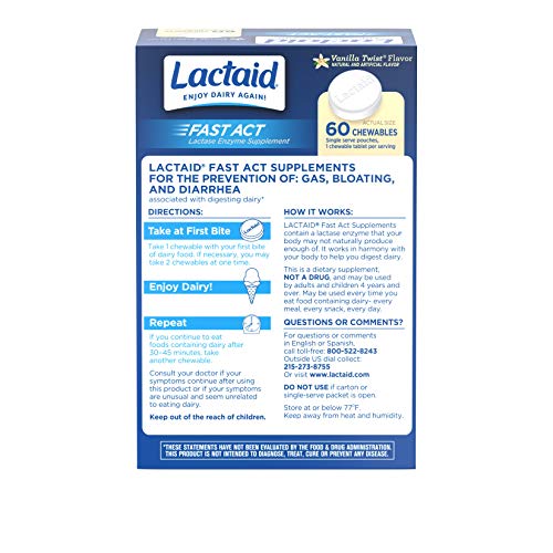 Lactaid Fast Act Lactose Intolerance Relief Chewables with Lactase