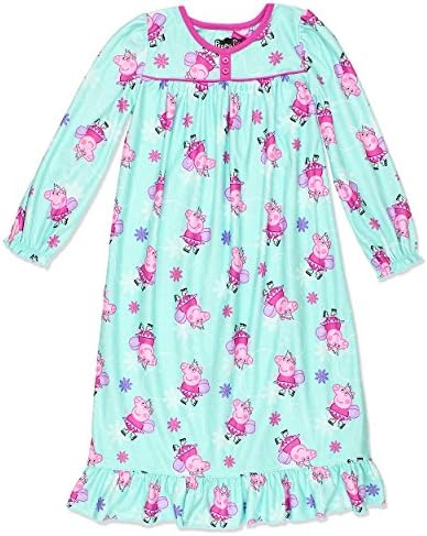 Peppa Pig Girls Flannel Granny Gown Nightgown (X-Small / 4-5, Turquoise)