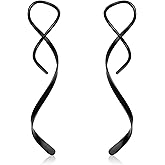 Hanreshe 4Pairs Spiral Threader Earrings for Women Handmade Twisted Spiral Stainless Steel Drop Dangle Earrings Threader