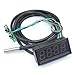 DROK 100136 12 Volt DC Car Digital Electric Clock Fahrenheit °F Temperature Voltage Measurement White LED Gauge Panel Meter 18B20 Sensor Probe