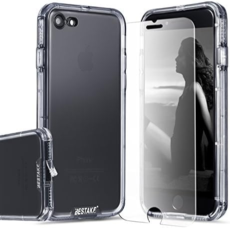 Toobe iPhone 8 iPhone 7 Case Clear Soft Ultra Slim Anti-Scratch Protective Armor Shock Absorbing Heavy Duty Shockproof Case Dropproof Protection With Tempered Glass,Clear Black