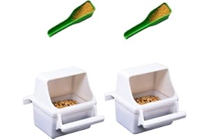 BRYHZKCM Bird Feeder, Plastic Bird Food Water Feeder Dispenser Standing Frame with 2 Spoons, for Parrot Parakeet Pigeon Sparrow