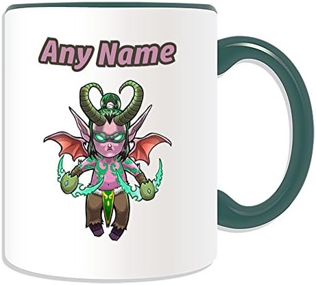 Personalised Gift - Demon Hunter Mug (MMORPG Design Theme, Colour Options) - Any Name / Message on Your Unique - Online RPG Game Alliance Horde Betrayer Lord Outland Black Temple Raid Dungeon Boss