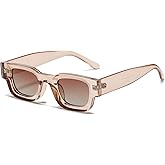 EYLRIM Thick Square Frame Sunglasses for Women Men Chunky Rectangle Polarized Sunglasses UV400 Protection