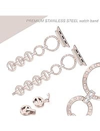 Secbolt 42 mm 44 mm Bling correas compatible Apple Watch Series 4 44 mm, Series 3 2 1 42 mm, reloj para mujer, correa de acero inoxidable de correa en eslabones, 4 colores disponibles