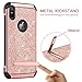 BENTOBEN iPhone Xs Max Case, Kickstand Design Slim 2 in 1 Heavy Duty Shockproof Hybrid Soft TPU Bumper Hard PC Cover with Glitter PU Faux Leather Protective Case for Apple iPhone Xs Max, Rose Gold