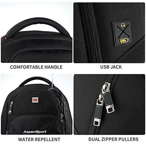 ASPENSPORT Laptop Backpack Fit 15.6 Inch Notebook Durable College School Students Book Bag with Sternum Strap Water Repellent Travel Computer Bag 28L with Luggage Strap Navy
