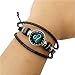 Fashion 12 Constellations Beaded Hand Woven Leather Bracelet and Moon Pendant Necklace Zodiac Sign Jewelry Set (Leo)