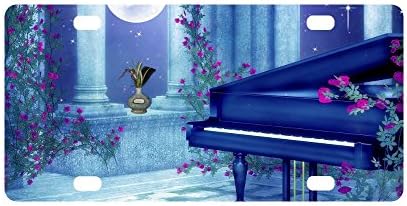 Piano Keys Design Strong And Durable Aluminum Car Metal License Plate Frame for Women/Men Four Holes Tag 12" X 6"