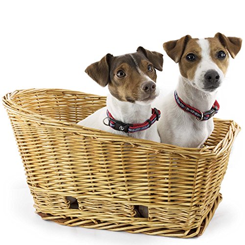 Large Rear Mount Willow Bicycle Basket for Dogs – Hand Crafted By Beach and Dog Co – Leashes Included (Cape May Large)
