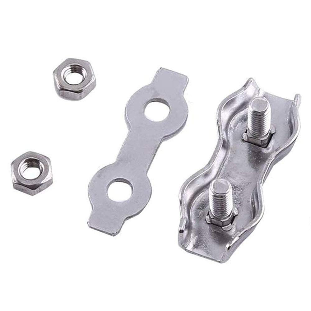 12 Pieces Wire Ropes Stainless Cable Clamp, 2mm Wire Ropes Cable Clamp, M3 Wire Rope Clips, Wire Rope Clip, Durable Duplex Stainless Steel Wire Rope Clamp Grips for Rigging Rope, Wire, Cable - Image 3
