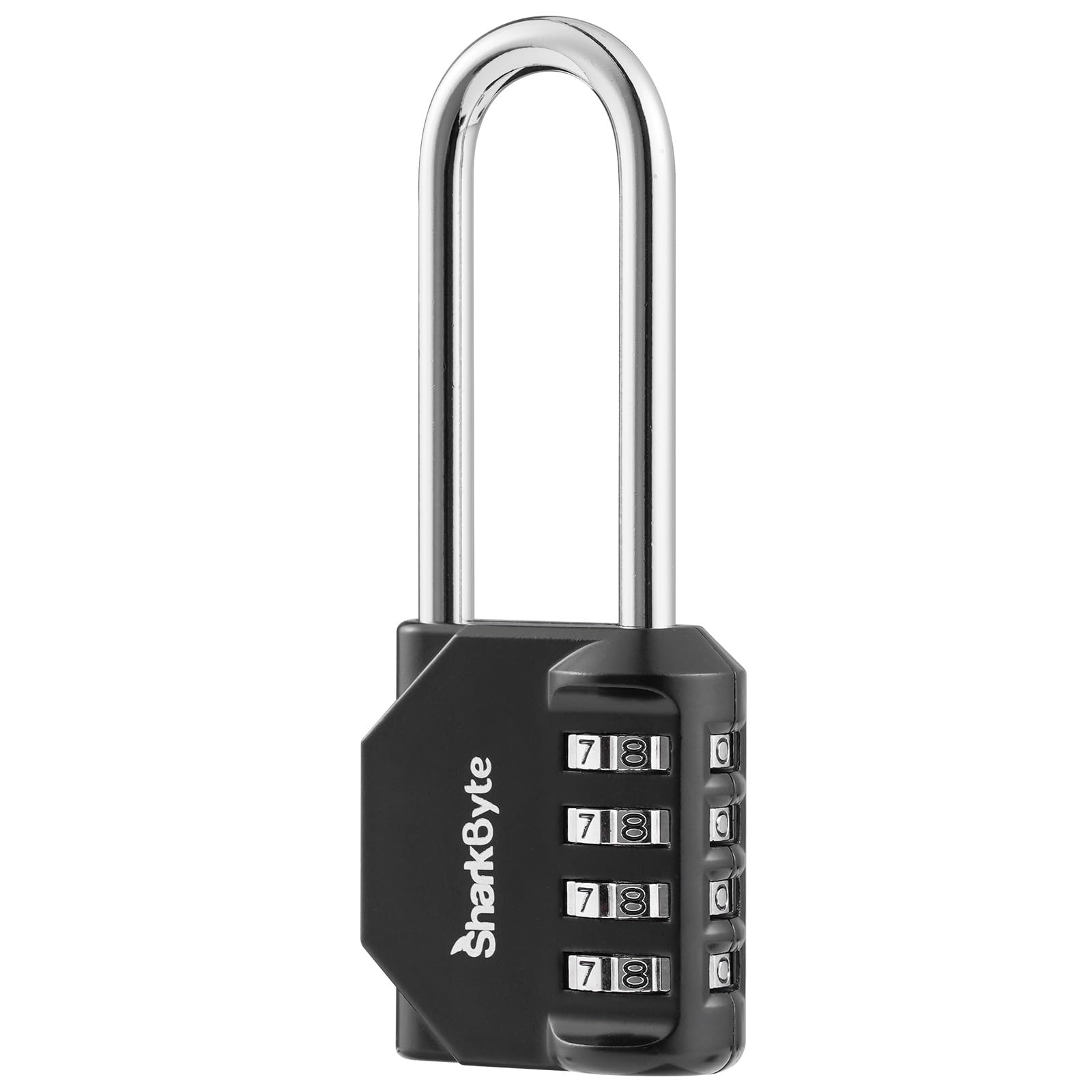 SharkByte Combination Padlock [2.6" Long Shackle] 4-Dial Heavy Duty Combination Lock, Weatherproof Outdoor Lock Padlock for Gym, School, Locker, Outdoor Shed, Garage, Fence, Hasp, Toolbox (1 Pack)