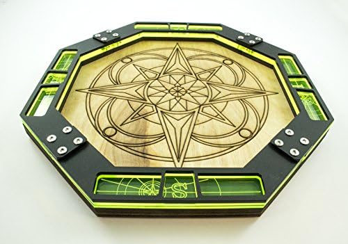 Dice Tray C4Labs 10" Octagon Laser Etched Wood - Compass - Laser Lime
