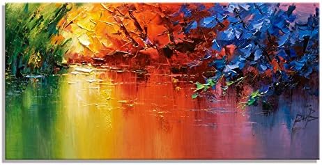 Modern Abstract Swamp Gold Clouds Reed Wall Art Oil Painting Picture On Canvas Poster For HomeDecoration (16 Inch x 32Inch)