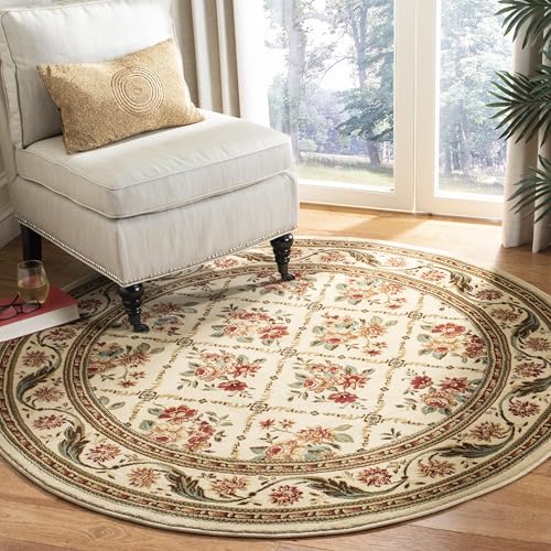 SAFAVIEH Lyndhurst Collection Area Rug - 5'3" Round, Ivory & Ivory, Traditional…