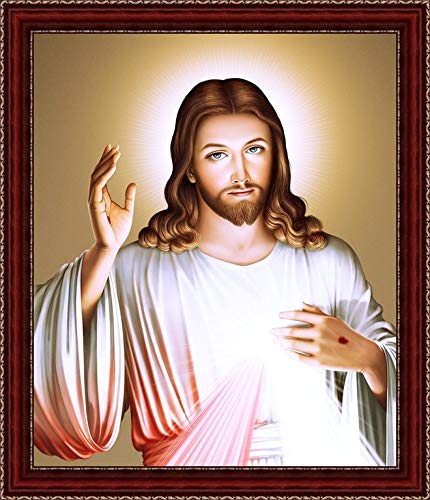 Sharon Awesome Antique Framed Of The Most Blessed God Secret Heart Jesus Christ Rome Origin Wall Hanging Painting Amazon In Home Kitchen