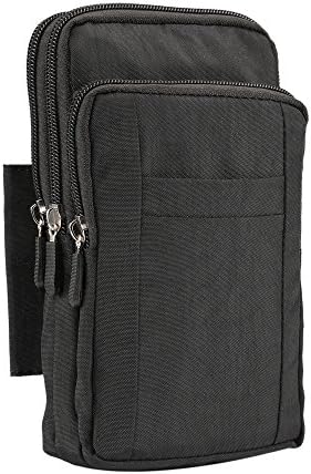 Universal Heavy Duty Rugged Nylon Canvas Waist Pack Cellphone Case Pouch Vertical Smartphone Holster Case with Belt Clip Hook Loop Wallet Crossbody Messenger Bag for all Phones Tablet under 7inch