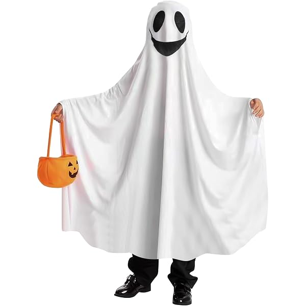 Costume Fantôme Halloween Enfant - Cape Avec Capuche Blanche - Taille 80 Cm - Pour Déguisement Et Fête - 4