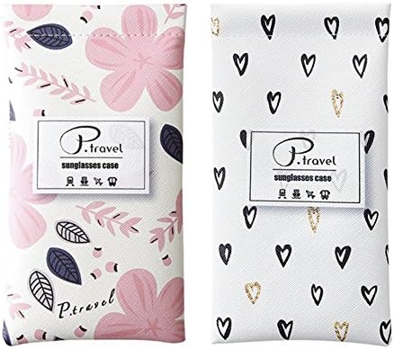2PCS Portable Eyeglass Pouch Sunglass Goggles Case for Woman with Cleaning Cloth