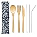 Redbean Bamboo Cutlery Set with 8.5 inch Stainless Steel Metal Straw and Cleaner，7.8 inch Bamboo Utensils for Travel and Camping，Portable with Case to Go