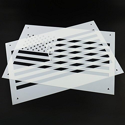 2 Pack American Flag 50 Star Stencil Template, Reusable for Painting on Wood, Fabric, Wall, Airbrush